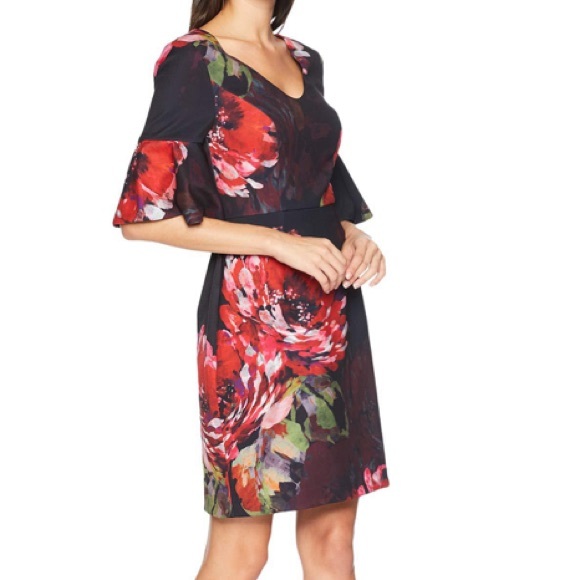 Trina Turk Float V Neck Ruffle Sleeve Dress - Picture 9 of 9